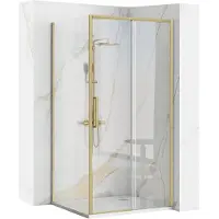 REA hoekdouchecabine Rapid Slide geborsteld goud 140x100