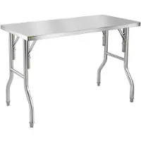 Famanu werkbank van roestvrij staal - 122 x 61 x 85 cm - zilver