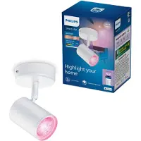 Philips Smart Lighting - Opbouwspot - 1 Spot - RGB - Gekleurd en instelbaar wit licht - Dimbaar - Wit - 1x5W - GU10 fitting - Werkt met de WiZ app - Wifi