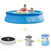 Intex Easy Set Zwembad - 244 x 61 cm - Inclusief zonnescherm, filterpomp en filter