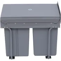 HOMCOM 40 liter inbouwprullenbak, onderkast met uitschuifbare vuilnisbak en 3 compartimenten