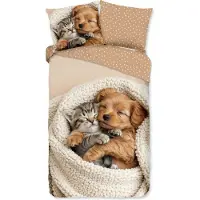 Muller Textil Good Morning Kinderdekbedovertrek "Reno" - Bruin - (140x220 cm) - 100% Katoen