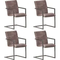 The Living Store Living Store schommelstoel, 4 stuks, bruin, echt leer