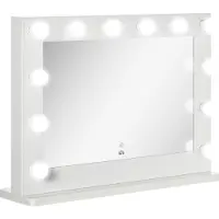 HOMCOM Hollywood Spiegel, 80 x 60 cm, make-upspiegel met LED-verlichting, wit
