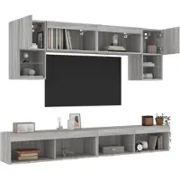 vidaXL 6-delige Tv-wandmeubelset met LED grijs sonoma eikenkleurig