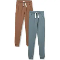 Minymo Jongens Basic 36 - Joggingbroek (2-pack), casual broek, bruin, maat 110 EU
