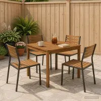 vidaXL Tuin Eettafel Naturel 80 x 80,5 x 75 cm Massief Acacia Hout