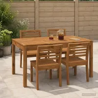 vidaXL Tuin Eettafel Naturel 141 x 80,5 x 75 cm Massief Acacia Hout