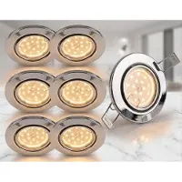 Trango Set van 6 LED plafondspots 6729-068GUSDAK in chroomlook rond incl. 6x 5 Watt 3-traps dimbaar GU10 LED lamp 3000K warm wit inbouwspot, plafondlamp