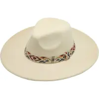 Emilie collection - hoed - wit - fedora - Vilten hoed met brede rand en boho band - Wit creme