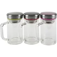 Witek Home Glazen Mok 360ml met Schroefdop en Zeefje