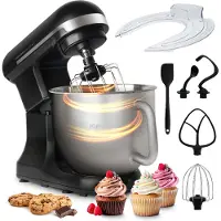 JAP Mastermix - Keukenmachine (1000W) - Keukenrobot met 6 snelheden en pulse-functie - Mixer met 5.7 liter mengkom - Inclusief pannenlikker - Mat zwart