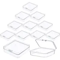 Merkloos 12 kleine opbergboxen met deksel, transparant, 9,5 x 9,5 x 2,8 cm