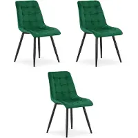 Leobert Set van 3 groene fluwelen stoelen, geschikt voor de eetkamer, keuken of woonkamer