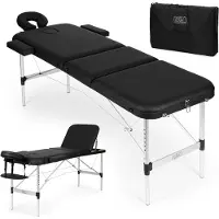 Modernhome BM3724 Aluminium massagetafel, opvouwbaar, 3 segmenten, 250 kg, 185 cm, zwart