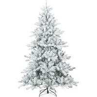 vidaXL Kunstkerstboom met Scharnier en Sneeuw Vilt Wit 240 cm PVC