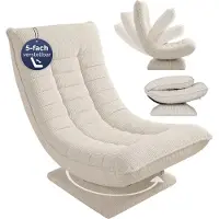 Casaria relaxfauteuil met verstelbare rugleuning, corduroy stof, crème kleur
