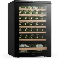 Klarstein Bevora wijnkoelkast 48 flessen – Vrijstaande wijnkoeler, touch control, 4-18 °C, deur met uv-glas, ledverlichting, houten schappen