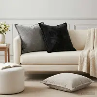 vidaXL Kussensloop 2 st HOUTEN Antraciet 55 x 55 cm Chenille Stof