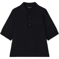 Armani Exchange Dames Zwarte Essential Logo Signature elastische polo van katoenen piqué (M), Casual, Korte XW000887AF10819UC001
