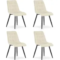Leobert Gestoffeerde stoel in lichtbeige kleur, model SPLIT, met zwarte poten, geschikt voor de eetkamer, loft-stijl, set van 4