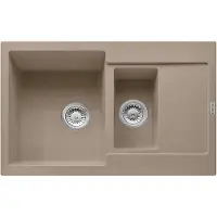 Franke Maris MRG 651-78 in de kleur CASHMERE, met drukknopafvoer en afdruipgedeelte / Inbouwmaten: 760 x 480 mm / Inbouwspoel