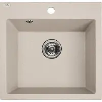 Laveo BADLAND Spoelbak, granietspoelbak, enkele spoelbak, model ALENA, 49x49 cm, beige | Inclusief sifon!