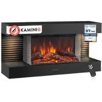 KAMINIO Elektrische haard LIZ - Elektrische wandhaard met verwarming, 3D-vlammeffect, LED-omgevingslicht, afstandsbediening - Zwart
