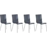 CLP Set van 4 gaststoelen Pepe, met houten zitvlak en metalen frame, grijs