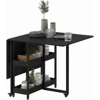 HOMCOM Eettafel, inklapbaar, keukentafel voor 4 personen, met 2 open vakken en wielen