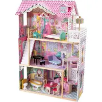 Kidkraft Annabelle Poppenhuis, van Hout | Groot XXL-huis, 3 Verdiepingen, 17 Accessoires, Meubels en Lift inbegrepen | Rollenspel | Totale afmetingen: 82,8 x 40,64 x 120,65 cm