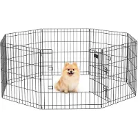 PawHut Puppyren, 8-delig, om pups los te laten spelen, met 8 roosters, deur 61 cm hoog
