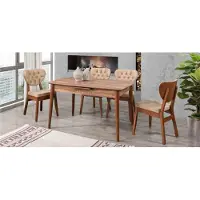 AEA Beige Esszimmer Garnitur Luxus Set 4x Stühle Chesterfield Essgarnitur