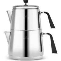 Karaca Fiona, zwarte Turkse theeset, geschikt voor inductiekookplaten, 1 liter theepot