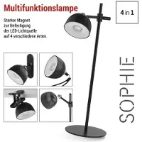Emos LED oplaadbare bureaulamp SOPHIE 4-in-1, 4,2W, 200lm, 1200mAh Li-Ion, brandduur 33 uur, dimbaar, neutraal wit licht, 1,5 meter USB-kabel, zwart, Z7635B