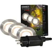 Briloner LED buitenverlichting, inbouwspots voor de grond, Padouk Connect to Shine, startset van 3 stuks, 3x 1W, warm wit licht