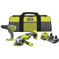 Ryobi 18V ONE+ 6-delige accu-set RCK182O-242SZL, bestaande uit: accuboormachine/schroefmachine, accessoires