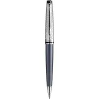 Waterman Expert Deluxe balpen | metaal-steengrijze lak met palladium-gecoat detail | medium punt met blauwe inkt | geschenkverpakking