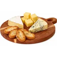 Excellent houseware Keuken snijplank - Dia 30 cm - teak hout - serveerplank - broodplank - tapas - hapjes - rond - 2 cm dik