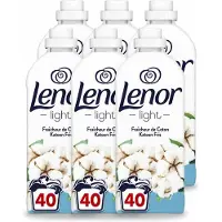 Lenor 6 x Light - Wasverzachter - Katoen Fris - Fris & Zacht - 40 Wasbeurten - Voordeelverpakking - 6 stuks
