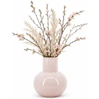 Floran Design bloemenvaas Clarice - roze - glanzend glas - 22 x 30 cm - glazen vazen - sierlijk - boeketten