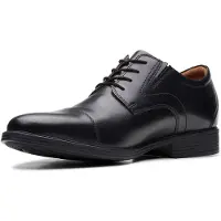 Clarks heren Oxford schoenen, model Whiddon, zwart leer, maat 47 EU, wijde pasvorm