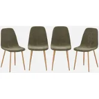 Sweeek Stoel houtdecor en stof (set van 4) Kaki