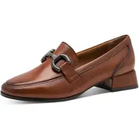 Marco Tozzi Dames slippers van leer met blokhak, bruin (cognac), maat 38 EU