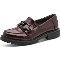 Jana Damen loafers, platte zool, elegant, veganistisch, bordeauxrood, maat 40