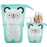 Benza Ibenzoa Telescopische pennenetui met kattenmotief – stevig polyester etui, verstelbaar, met schouderriem, 25x15x8 cm, organizer voor school