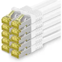 1aTTack.de Netwerkkabel Cat.7, 3,0 meter, wit, 10 stuks. Cat7 Ethernetkabel, netwerkkabel