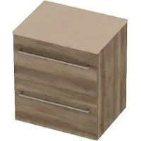 Basic Line Deck 46 Badmeubel 60x46x62cm - Opbouwgreep - Topblad Sand Stone - Zonder Kraangat - Scotch Oak - Badkamermeubels, Badmeubel Sets