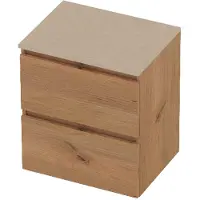 Basic Line Deck 46 Badmeubel 60x46x62cm - Greeploos - Topblad Sand Stone - Zonder Kraangat - Whisky Oak - Badkamermeubels, Badmeubel Sets