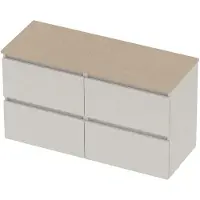 Basic Line Deck 46 Badmeubel 120x46x62cm - 4 Lades - Greeploos - Topblad Sand Stone - Zonder Kraangat - Ice White - Badkamermeubels, Badmeubel Sets